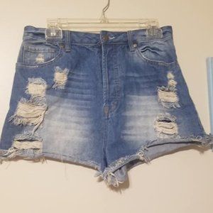 distressed denim shorts